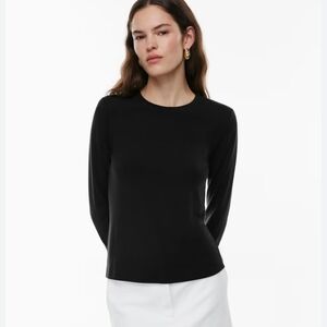 Aritiza Babaton Black Long Sleeve Ribbed Shirt Size Large